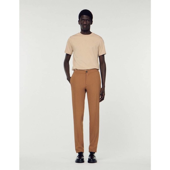 Sandro Other - Sandro Men's Khaki Tan Jersey Trouser Straight Leg Dress Pants Size XL